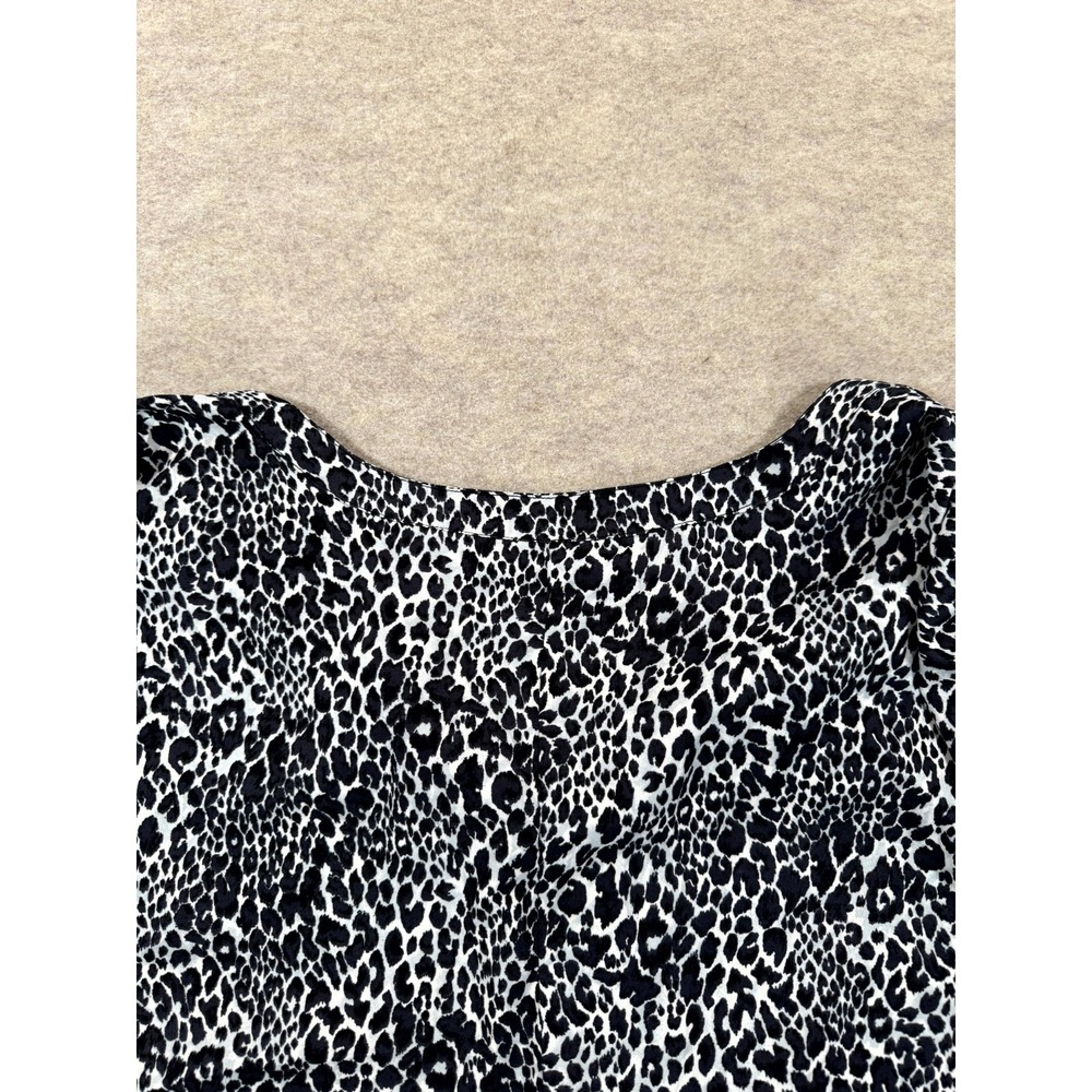 Catherines Blouse Shirt Womens 5X Black White Animal Print Casual Button Front - Picture 9 of 14